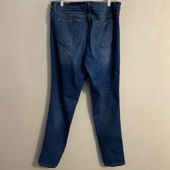 SOHO Slim Boyfriend 5 pockets distressed with Blue stripping jeans, size 12 - Picture 2 of 5